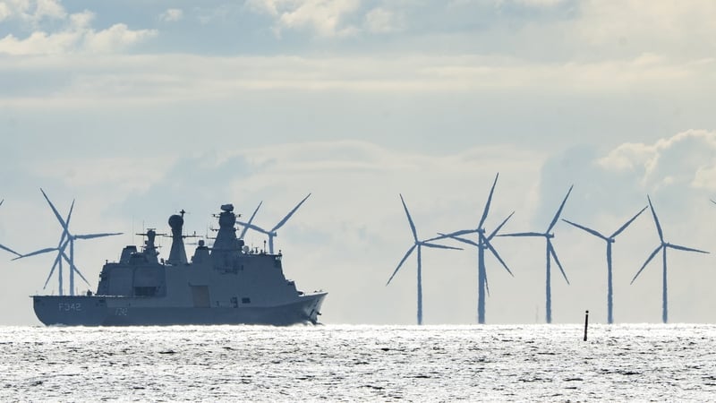 A Danish vessel patrols the water and airspace at Copenhagen Airport after recent drone incursions