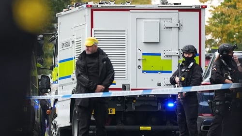 A police bomb disposal van near Heaton Park Hebrew Congregation Synagogue