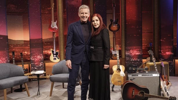 Priscilla Presley with Patrick Kielty on RTÉ Late Late Show Country Special