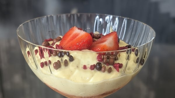 A bowl of cheesecake dessert