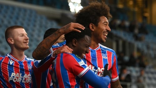Crystal Palace's Eddie Nketiah celebrates after his side's second goal