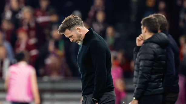 2 October 2025; Shamrock Rovers manager Stephen Bradley during the UEFA Conference League 2025/26 league phase match between Sparta Praha and Shamrock Rovers at epet ARENA in Prague, Czechia. Photo by Pavel Lebeda/Sportsfile
