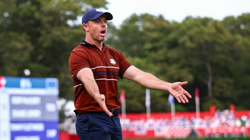 Rory McIlroy reacts during the Ryder Cup at Bethpage Black last weekend