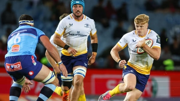 4 October 2025; Tommy O'Brien of Leinster during the United Rugby Championship match between Vodacom Bulls and Leinster at Loftus Versfeld Stadium in Pretoria, South Africa. Photo by Shaun Roy/Sportsfile