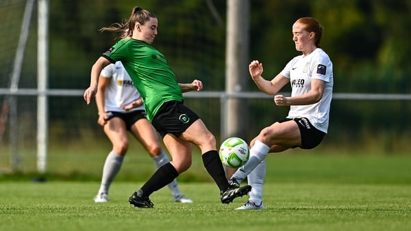 Eleanor Ryan Doyle - pictured on the left during this season's FAI Cup quarter-final against Athlone Town - proved to be the match-winner at Greenogue Park