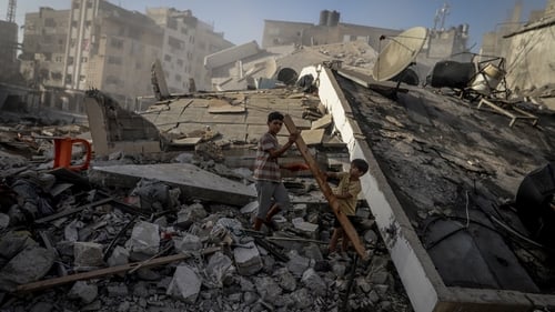 A view of destruction following an Israeli attack on Gaza City yesterday