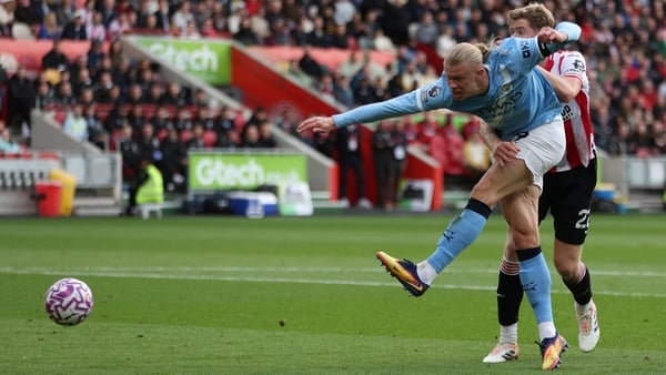 Manchester City's Erling Haaland scores against Brentford - Premier League, October 2025