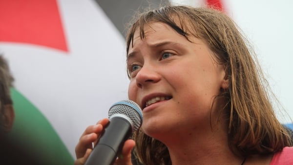 Greta Thunberg speaks at Sidi Bou Said Port in support of the Global Sumud Flotilla on 7 September 2025