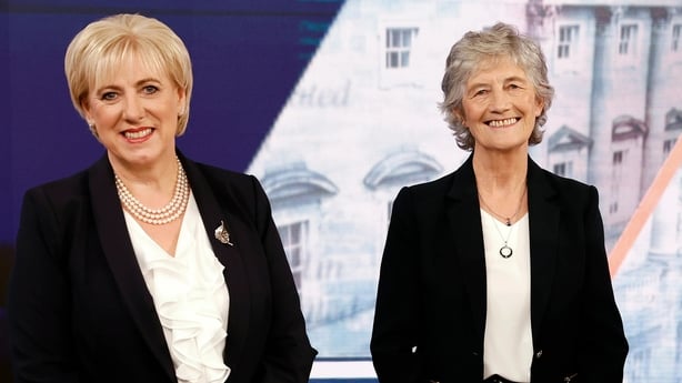 Heather Humphreys and Catherine Connolly pictured in an RTÉ Studio