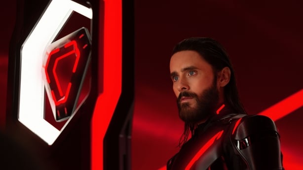 Jared Leto as Ares in Disney's Tron: Ares Photo by Leah Gallo