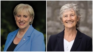 Composite image showing Irish presidential candidates Heather Humphreys and Catherine Connolly