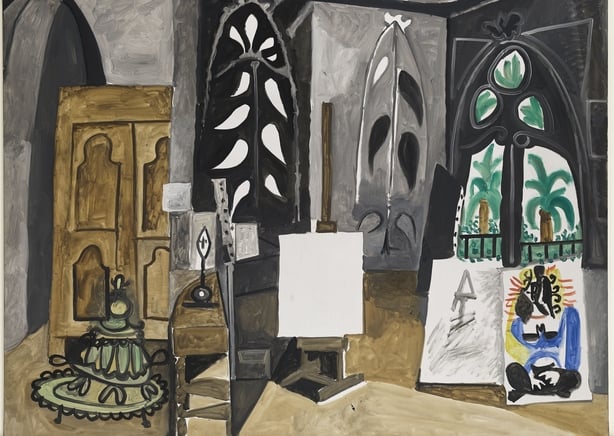 A Picasso painting of artefacts and drawings