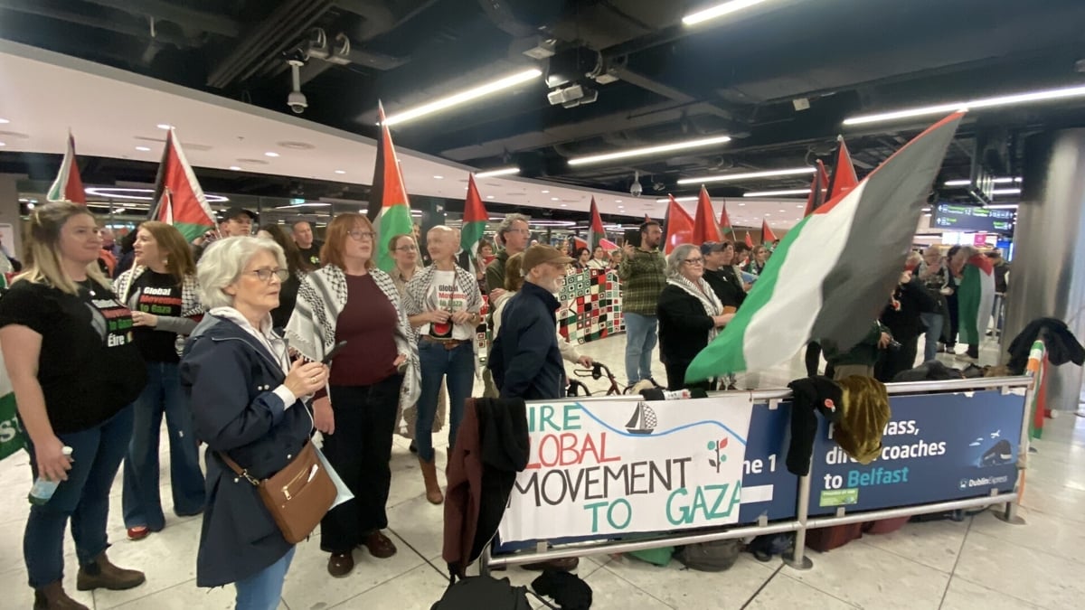 Family and friends of the flotilla activists