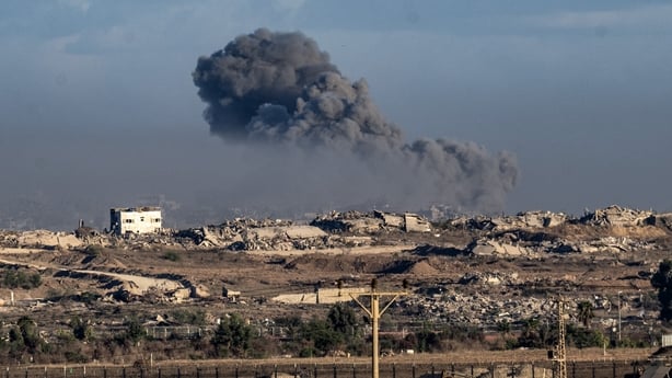 Smoke rises after Israeli airstrikes targeted residential areas in Gaza