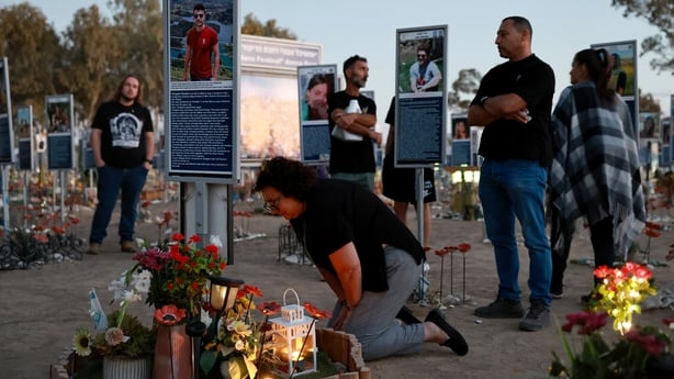 People gather at the former site of the Nova music festival to commemorate the second anniversary of the Oct. 7 attacks