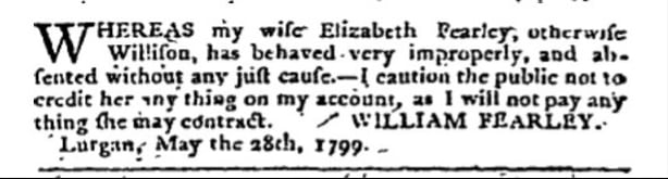 Advertisement from Belfast News Letter, 4 June 1799, page 3