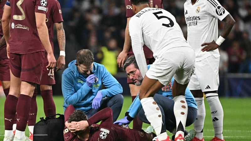 John Stones receives medical treatement during last season's Champions League play-off with Real Madrid