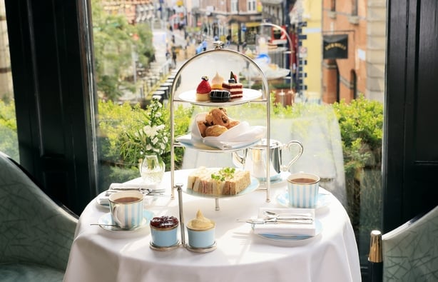 An afternoon tea overlooking the Dublin streets 