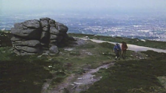 JB Malone and Conor McAnally walk a section of the Wicklow Way in the Dublin Mountains, 1980.