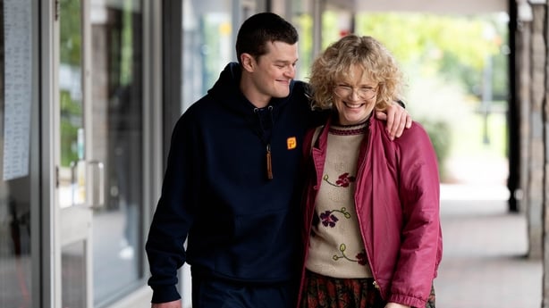 John (Robert Aramayo) hugs Dottie (Maxine Peake) in I Swear