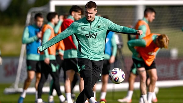 8 October 2025; Evan Ferguson during a Republic of Ireland training session at the FAI National Training Centre in Abbotstown, Dublin. Photo by Ben McShane/Sportsfile