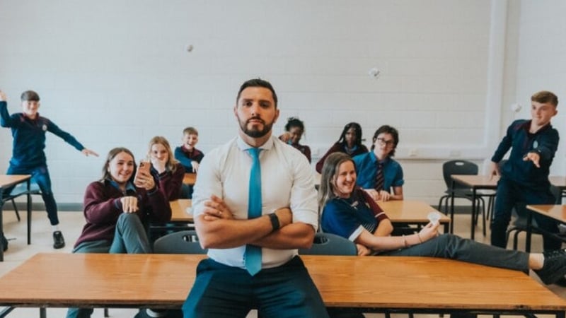 Tadhg O' Donovan and students in A Rebel Education: Inside Carrigaline Community School, Sunday 12 October at 8pm, Virgin Media Play and Virgin Media One