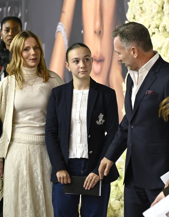 LONDON, ENGLAND - OCTOBER 08: (L-R) Geri Horner, Olivia Horner and Christian Horner attend the "Victoria Beckham" World Premiere at the Curzon Mayfair on October 08, 2025 in London, England. (Photo by Gareth Cattermole/Getty Images)