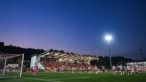 A general view of The Ryan McBride Brandywell Stadium during the Sports Direct Men's FAI Cup third round match between Derry City and Drogheda United at The Ryan McBride Brandywell Stadium in Derry