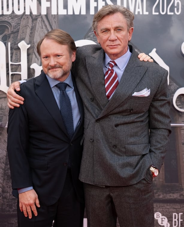 Rian Johnson and Daniel Craig attend the Wake Up Dead Man: A Knives Out Mystery opening gala during the 69th BFI London Film Festival