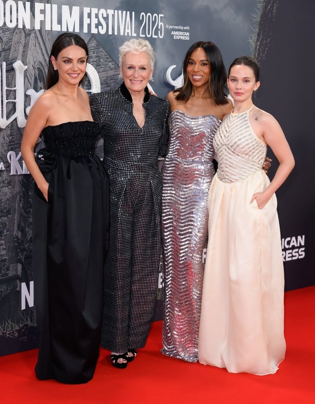 Mila Kunis, Glenn Close, Kerry Washington and Cailee Spaeny attend the Wake Up Dead Man: A Knives Out Mystery opening gala during the 69th BFI London Film Festival