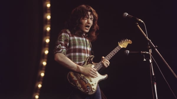 Irish guitarist Rory Gallagher performs on stage at the Pop Gala held in De Vliegermolen, Netherlands on March 10, 1973