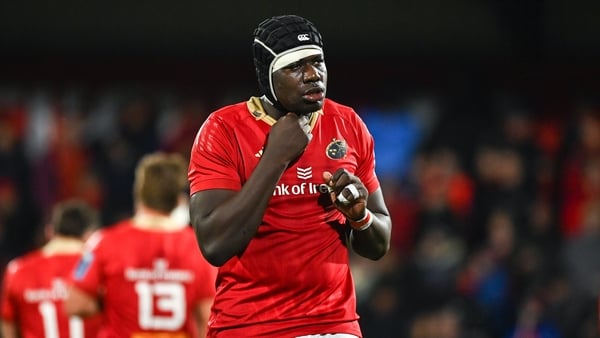 4 November 2023; Edwin Edogbo of Munster during the United Rugby Championship match between Munster and Dragons at Musgrave Park in Cork. Photo by Eóin Noonan/Sportsfile