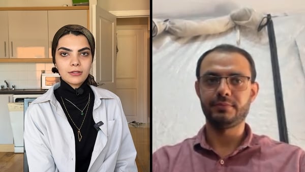 Composite shows siblings Manal in Dublin and Waleed in Gaza