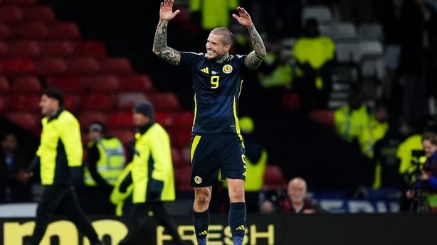 Scotland's Lyndon Dykes after scoring to make it 3-1 against Greece in 2026 World Cup qualifier