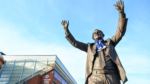 A general view of the Walter Smith statue before a UEFA Europa League Quarter-Final first leg match between Rangers and Athletic Club at Ibrox Stadium, on April 10, 2025, in Glasgow, Scotland