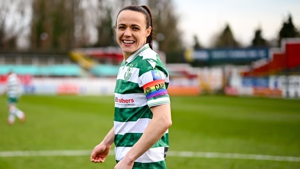 Áine O'Gorman of Shamrock Rovers before the SSE Airtricity Women's Premier Division match between Shelbourne and Shamrock Rovers at Tolka Park in Dublin