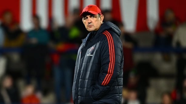 10 October 2025; Munster head coach Clayton McMillan before the United Rugby Championship match between Munster and Edinburgh at Virgin Media Park in Cork. Photo by Shauna Clinton/Sportsfile