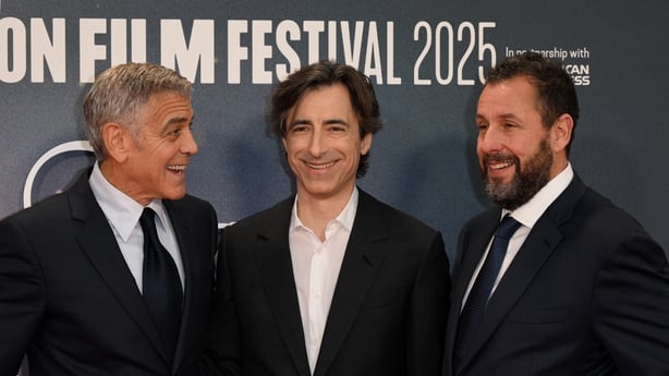 George Clooney, director Noah Baumbach, and co-star Adam Sandler attend the Jay Kelly Headline Gala at the 69th BFI London Film Festival at The Royal Festival Hall on 10 October, 2025