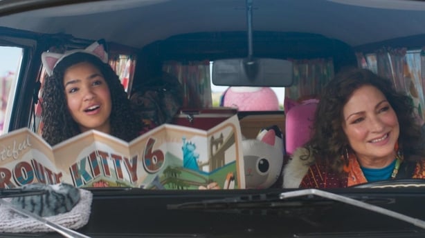 Laila Lockhart Kraner as Gabby and Gloria Estefan as Grandma Gigi hit the road in Gabby's Dollhouse: The Movie