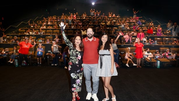 Gloria Estefan, Ryan Crego, and Laila Lockhart Kramer are seen at Gabby's Dollhouse: The Movie Miami Screening on 13 September, 2025 in Miami