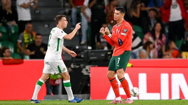11 October 2025; Cristiano Ronaldo of Portugal reacts after a missed opportunity on goal during the FIFA World Cup 2026 Group F qualifying match between Portugal and Republic of Ireland at Estádio José Alvalade in Lisbon, Portugal. Photo by Stephen McCarthy/Sportsfile