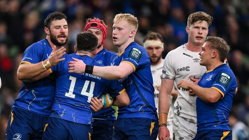 Jimmy O'Brien (14) scored one of Leinster's five tries