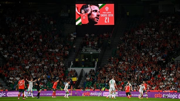 11 October 2025; A minutes applause is observed by the supporters, in the 21st minute, in remembrance of the late Portugal player Diogo Jota during the FIFA World Cup 2026 Group F qualifying match between Portugal and Republic of Ireland at Estádio José Alvalade in Lisbon, Portugal. Photo by Stephen