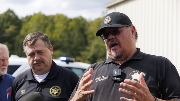 MCEWEN, TENNESSEE - OCTOBER 10: Humphreys County (TN) Sheriff Chris Davis speaks to media at Accurate Energetic Systems on October 10, 2025 in McEwen, Tennessee. An explosion this morning at Accurate Energetic Systems left 19 people missing. (Photo by Brett Carlsen/Getty Images)