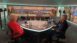 Heather Humphreys and Catherine Connolly in RTÉ studio with David McCullagh