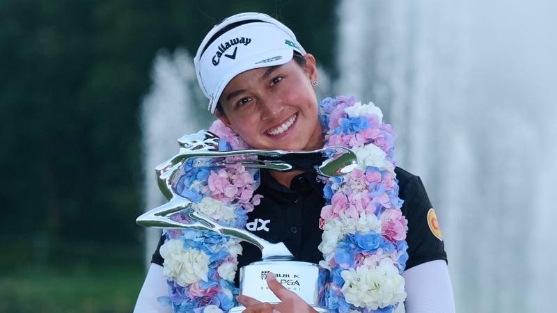 Thailand's Jeeno Thitikul poses with the trophy