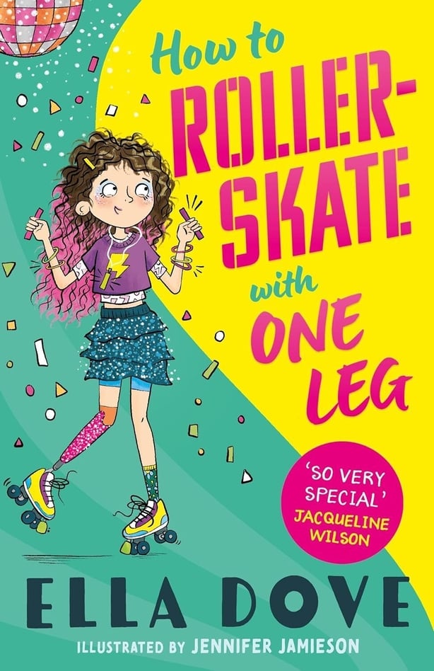 The cover of a book called How to Roller Skate with One Leg with a drawing of a girl on roller skates.