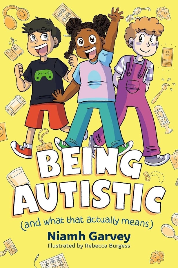 The cover of the book Being Autistic and What that Actually means with a drawing of three kids