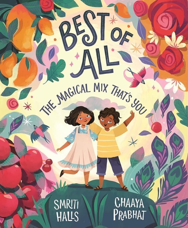 The cover of the book Best of All with two people surrounded by drawings of flowers and leaves