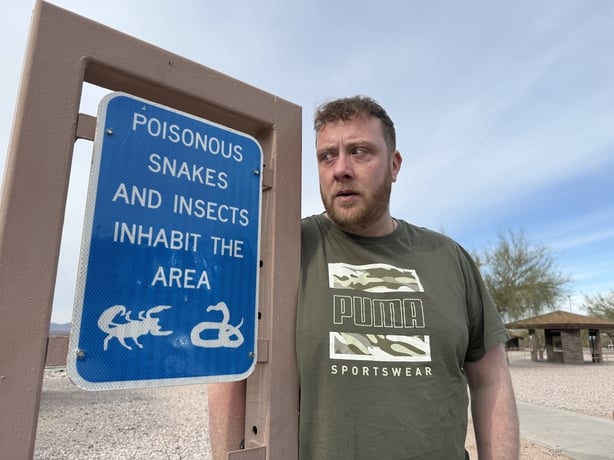 Comedian and presenter in the desert
